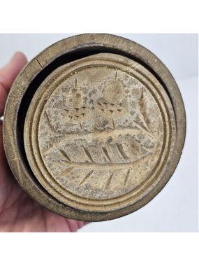 Vintage Wooden Butter Press Mold Acorn Design Primitive Farmhouse Kitchen Tool
